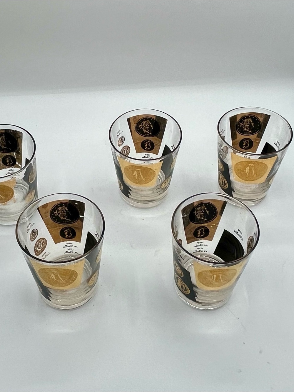 mid century cera us gold coin glasses Set Of 5 - Picture 13 of 13
